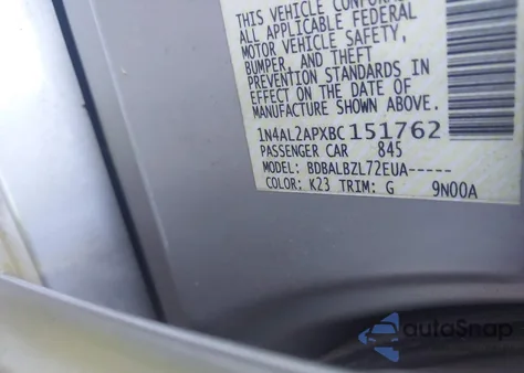 2011 Nissan Altima 2.5 S z USA, uszkodzony, nr VIN 1N4AL2APXBC151762